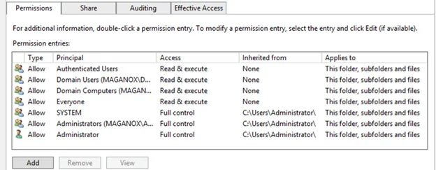 User permission for the file share