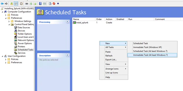 GPO Scheduled Tasks Window