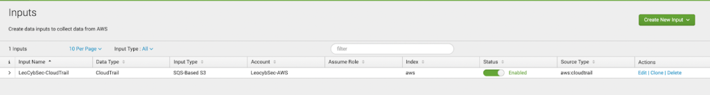 On Splunk HF we enable SQS-based S3 input for CloudTrail logs