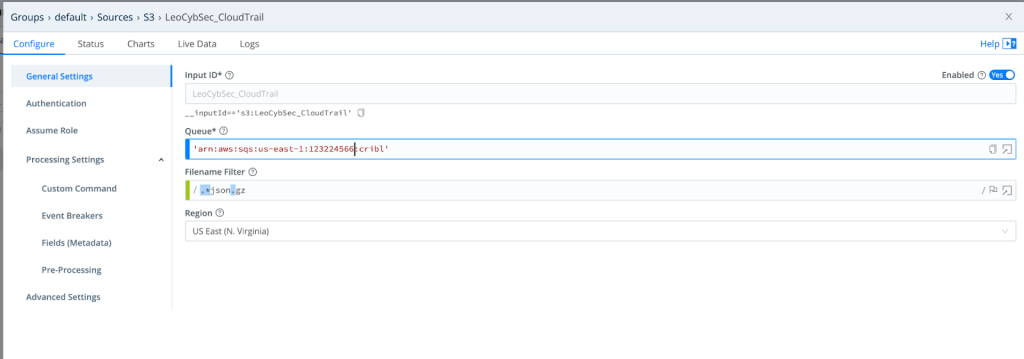 1. Configure the input parameters